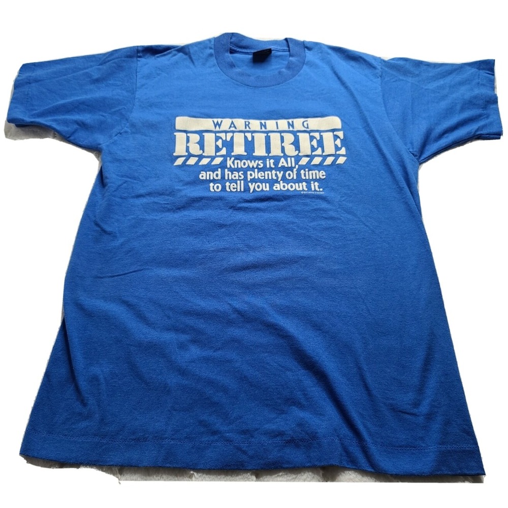 80s Vintage Screen Stars Best Lrg T Shirt "Warning Retired knows it all" made US
